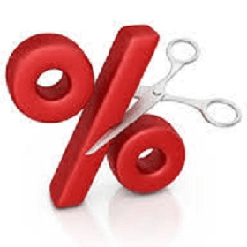scissors cutting a percentage sign
